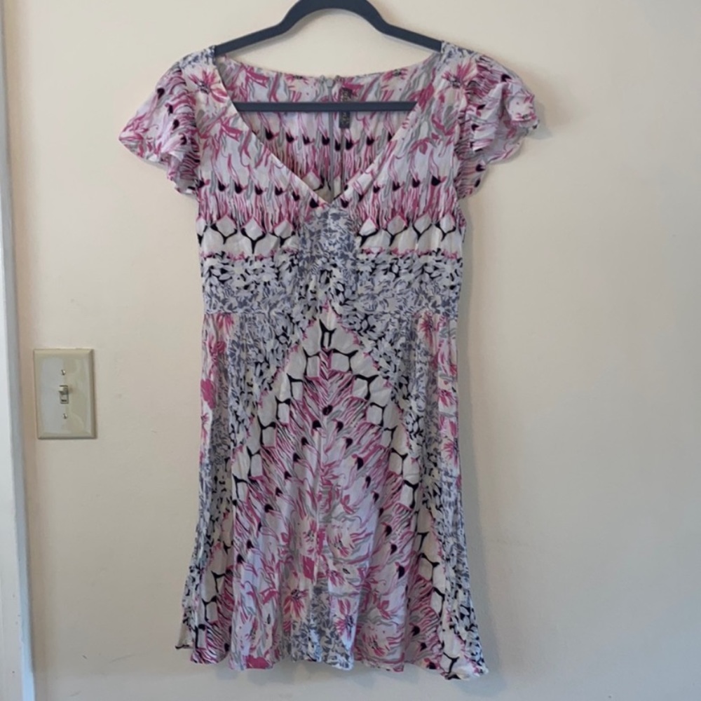 SPRING SUMMER VACATION VIBES Free People Printed Casual Mini Sheath Dress size 4